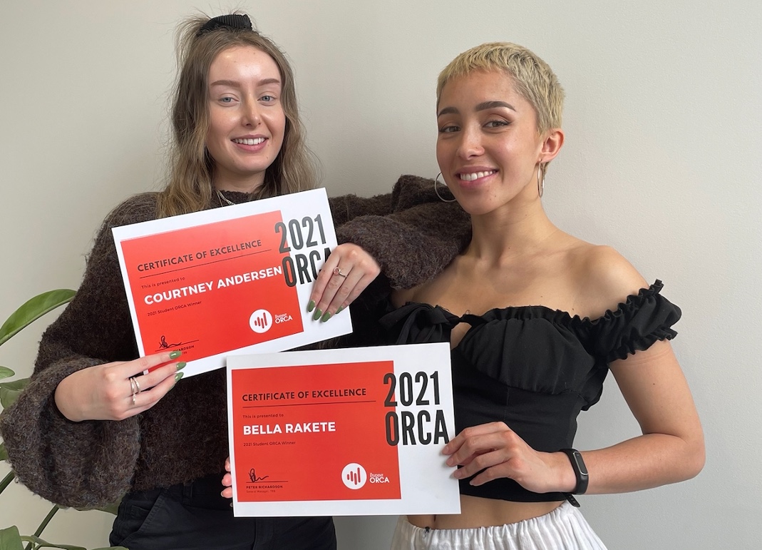 Courtney and Bella hold their 2021 ORCA certificates