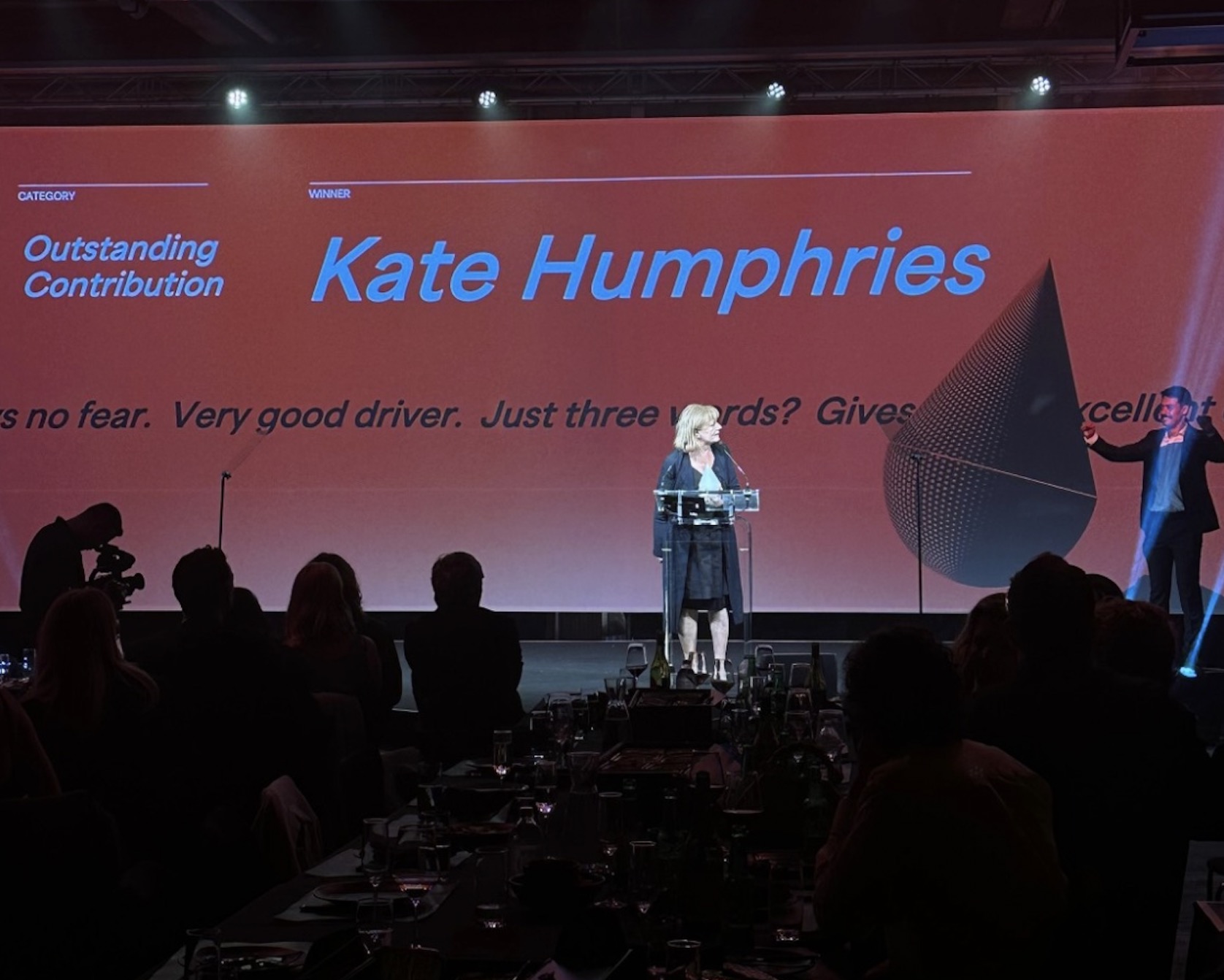 Kate Humphries, programme director for the Graduate Diploma of Creative Advertising at Media Design School, was the first ever recipient of the Comms Council's Outstanding Achievement Awardt