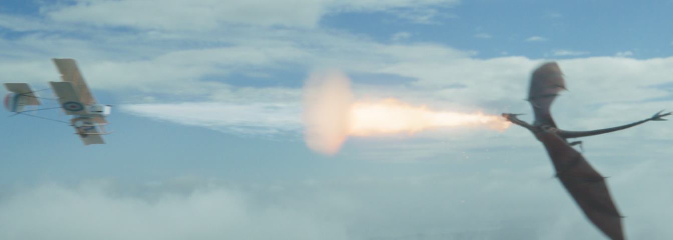 In a scene animated by Oliver Daniels and his 2022 cohort, a dragon dogfights with a fighter plane in the MDS film "Lilly" released in 2022