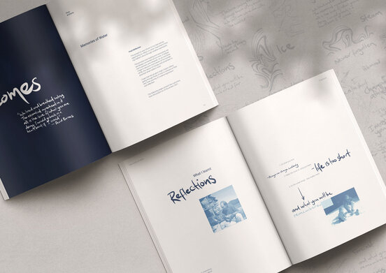 Jason Barnes - Memory of Water Book.jpeg Jason Barnes', alumni of Media Design School, capstone project titled 'Memories of Water' was a tribute to his late father