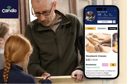 Cando is an app created by Luca Sharplin that provides an outlet for retirees to share their skills