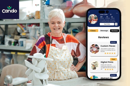 Cando is an app created by Luca Sharplin that provides an outlet for retirees to share their skills