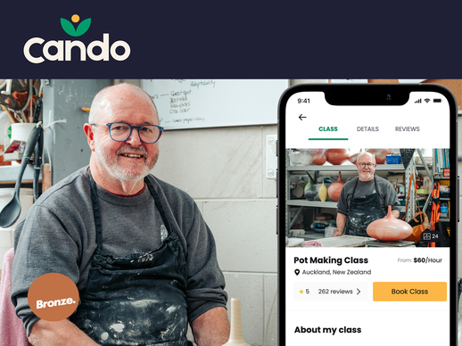 Cando is an app created by Luca Sharplin that provides an outlet for retirees to share their skills