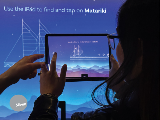 Matariki Hunga Nui is an augmented reality experience created for Spark New Zealand, that offers users an immersive experience guiding their learning to use Te Waka o Rangi – the celestial navigation tool – to locate Ngā Whetū o Matariki