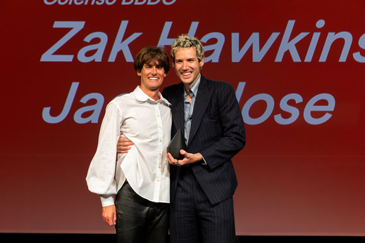 Zak Hawkins and Jack Close, alumni of Media Design School's Graduate Diploma of Creative Advertising programme earn the Emerging Talent Award at the 2024 Axis Awards