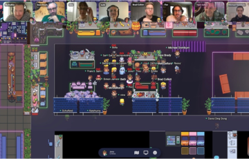 Students on Gather a virtual meeting room