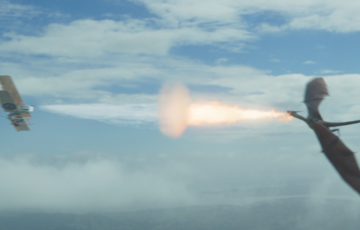 In a scene animated by Oliver Daniels and his 2022 cohort, a dragon dogfights with a fighter plane in the MDS film "Lilly" released in 2022