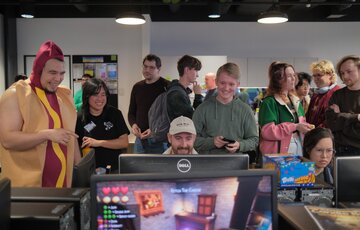 People gathered watching games